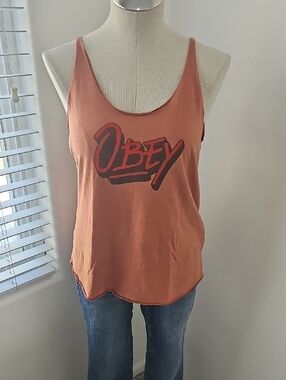 Obey Burnt Orange Logo Scoop Neck Tank